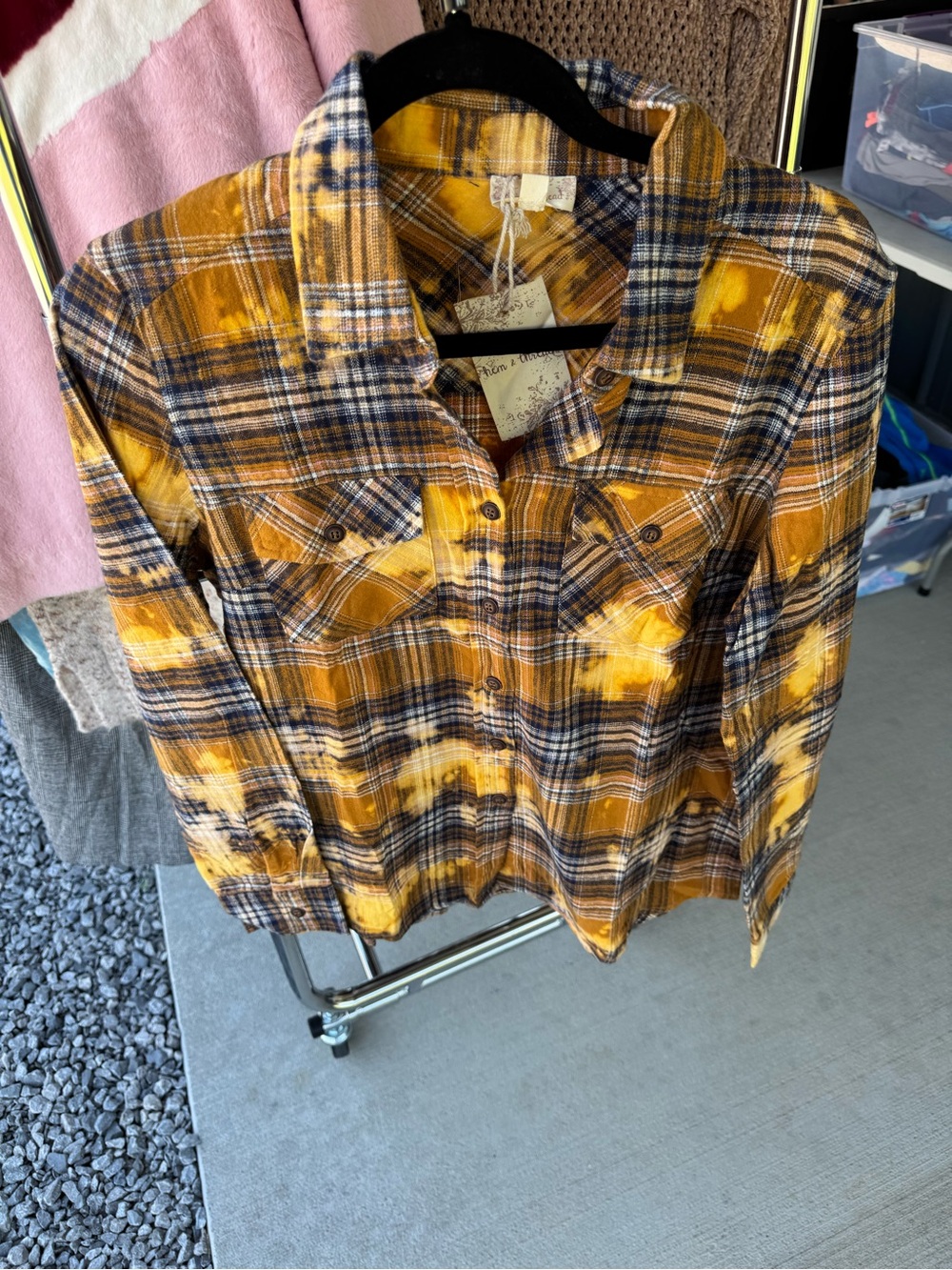 Hem & Thread Yellow and Navy Plaid Flannel Button-Down